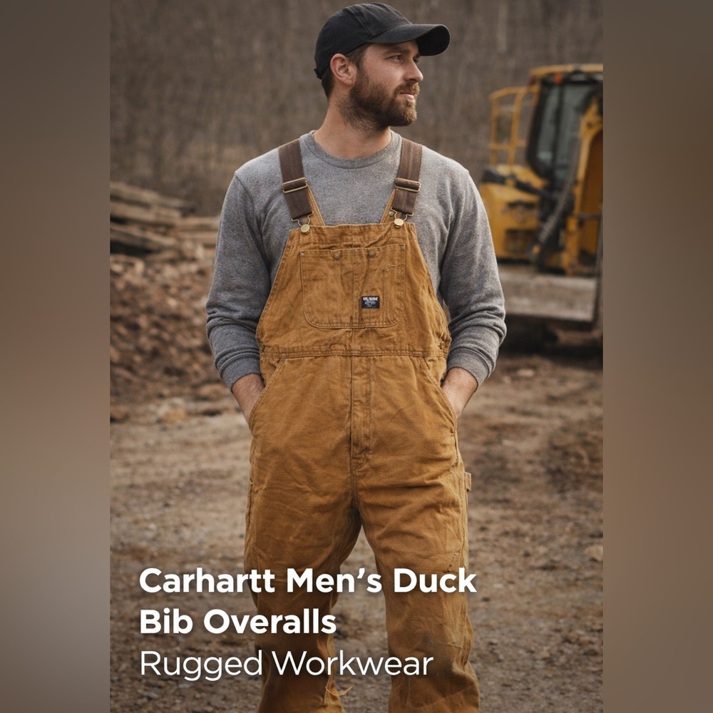 Carhartt Men’s Duck Bib Overalls Brown Workwear Rugged Blizzard Proof